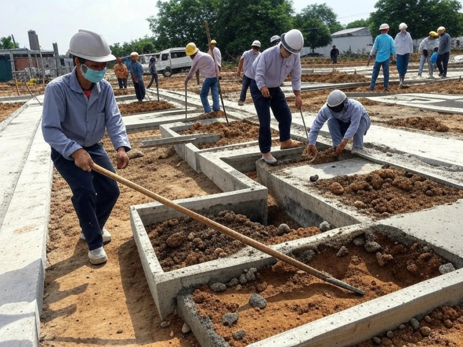 Giai đoạn đổ bê tông phần thô